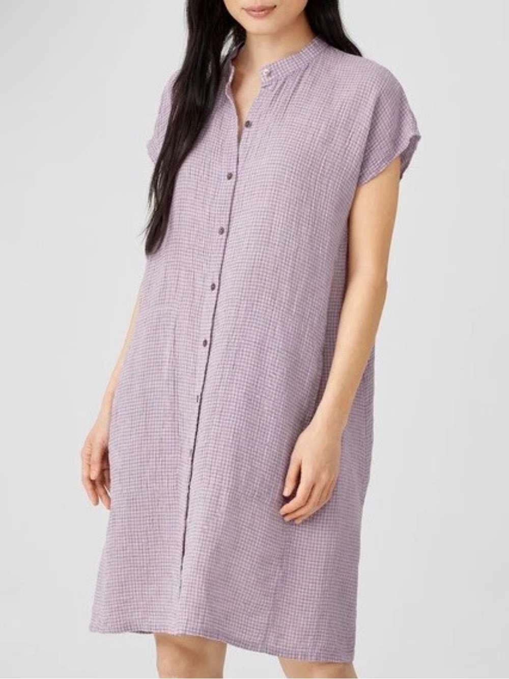 Eileen Fisher New Size XL Misty Lilac Puckered Organic Linen Dress